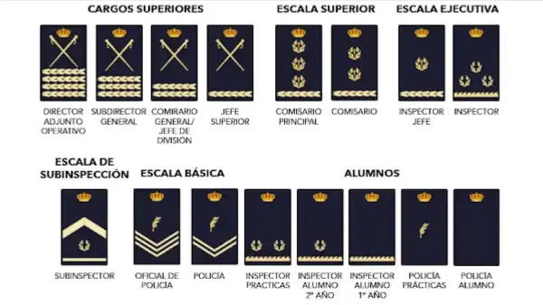 imagen de las escalas y categorías de la Policía Nacional