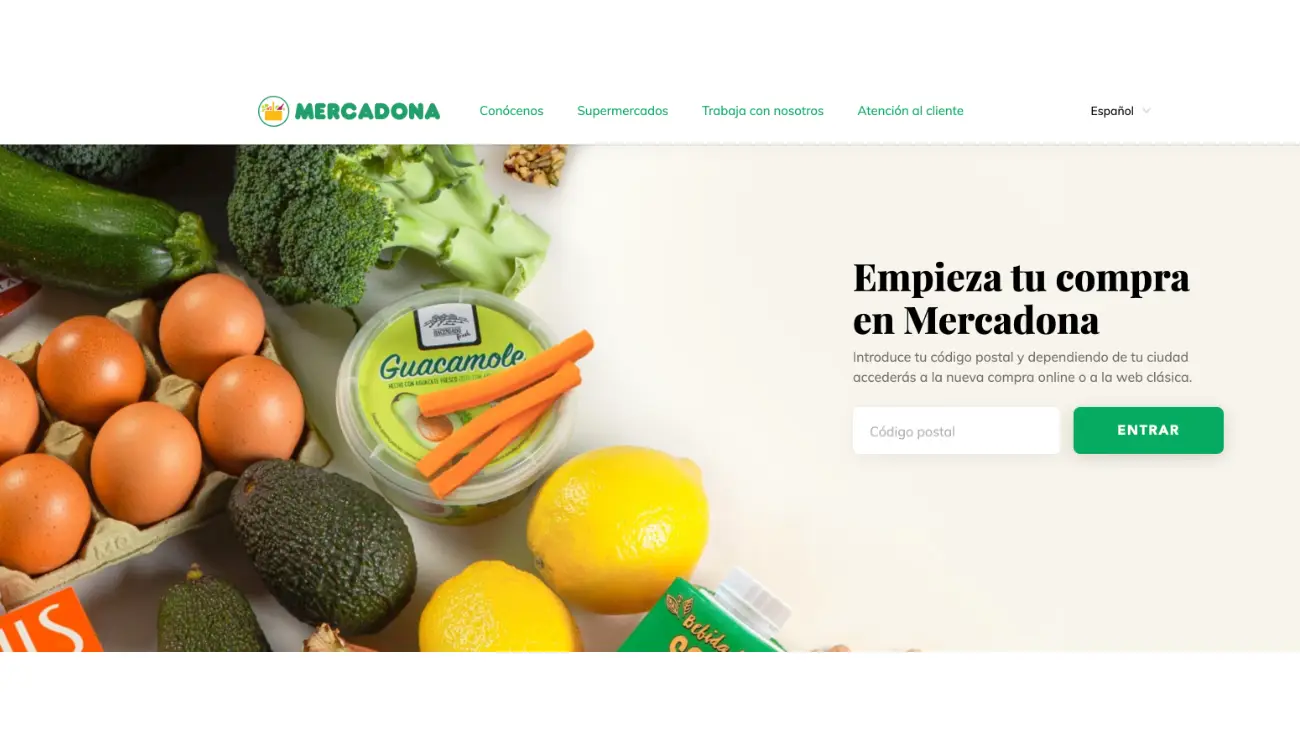 Portal web de Mercadona para comprar online. 
