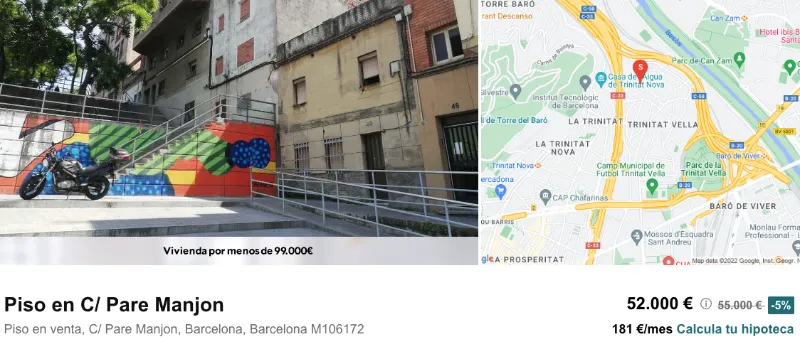 Vivienda tres dormitorios en venta de Barcelona