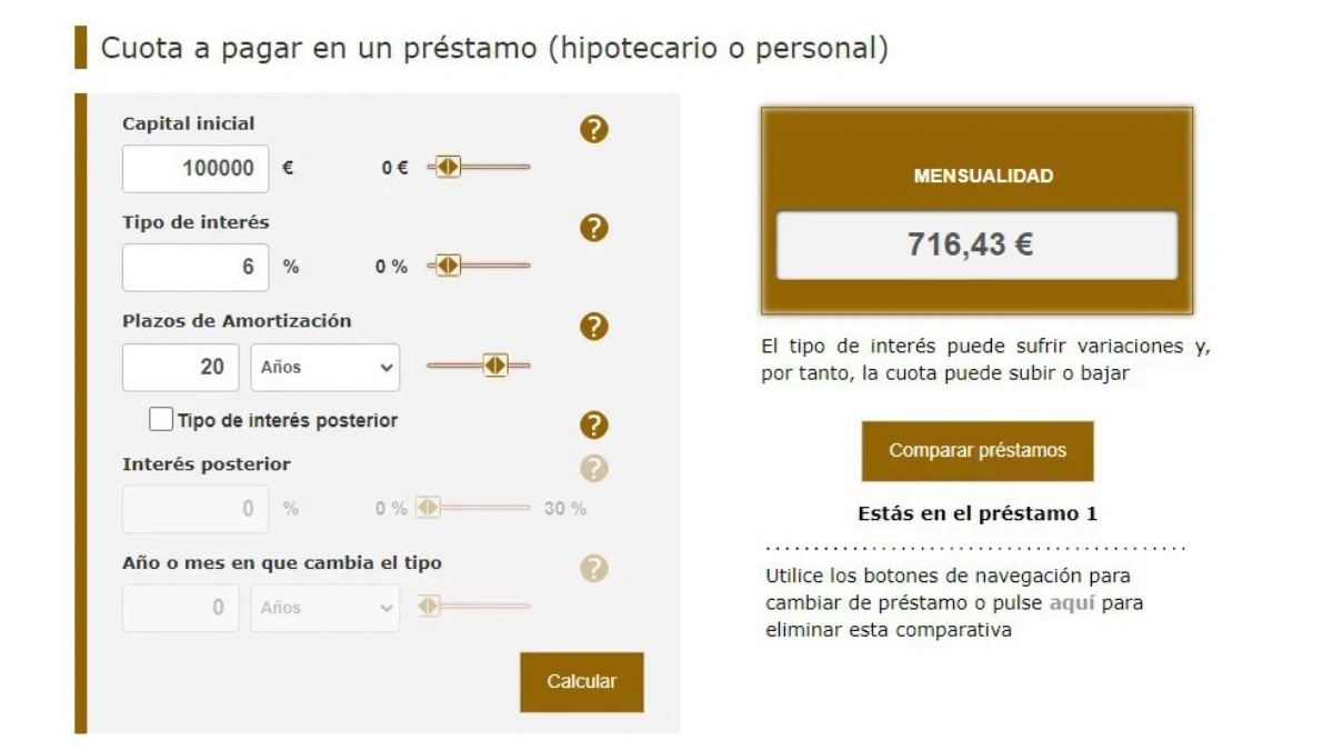 Simulador hipotecas Banco de España