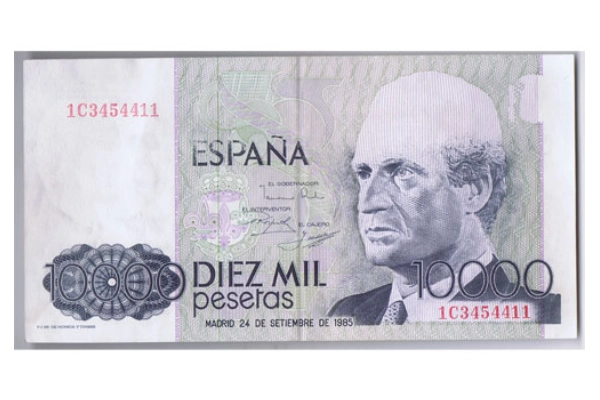 Billete de 1000 pesetas con error del Rey Juan Carlos I