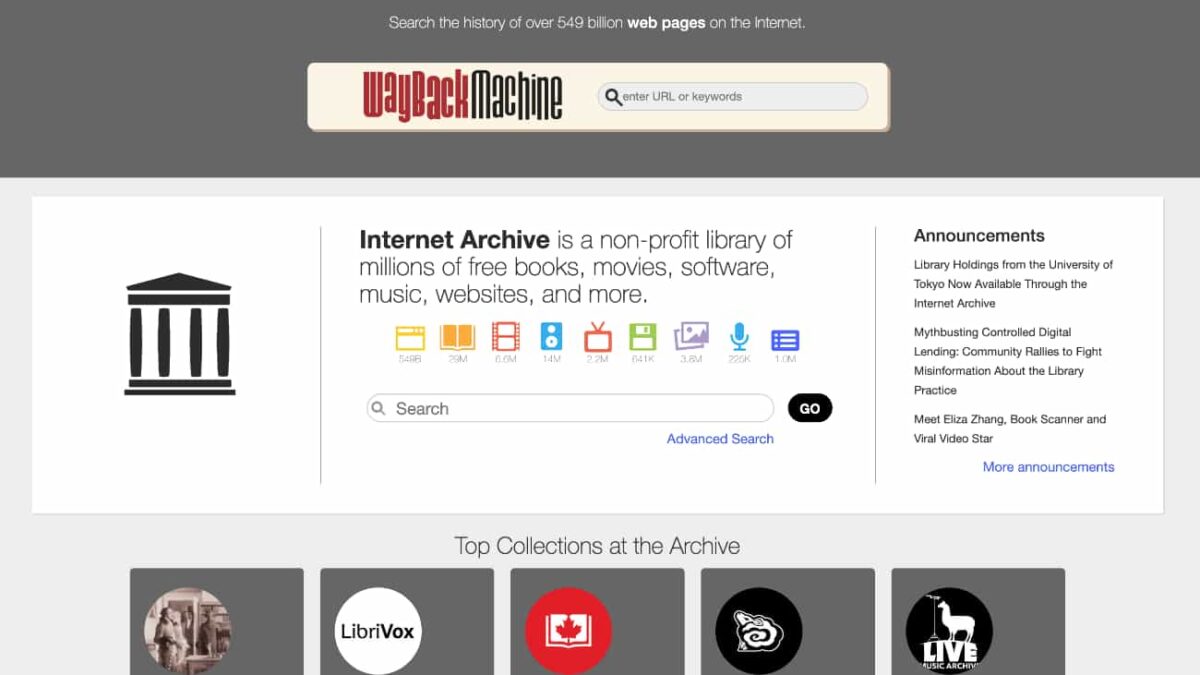 web oficial de archive.org
