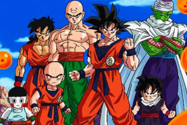imagen de la serie bola de dragón, Goku y sus amigos