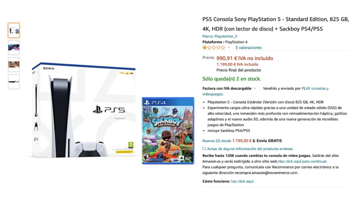 amazon PS5 por 1.200 euros